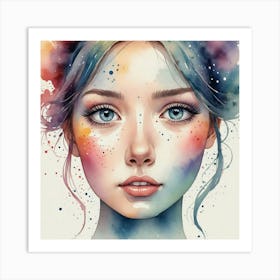 Watercolor Girl 1 Art Print