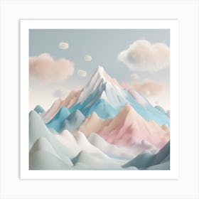 Firefly An Illustration Of A Beautiful Majestic Cinematic Tranquil Mountain Landscape In Neutral Col (60) Art Print