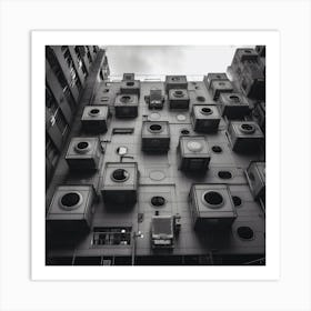 Black And White Building In Tokyo Art Print