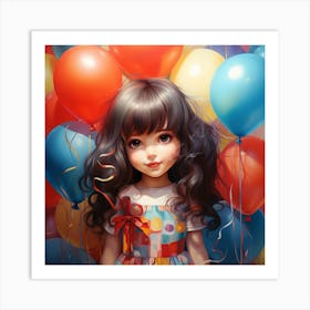 Little Girl With Balloons Art Print