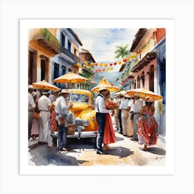 Street Scene In Cuba Art Print