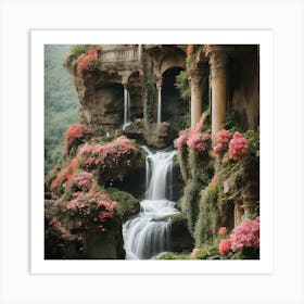 Waterfall In The Garden Art Print