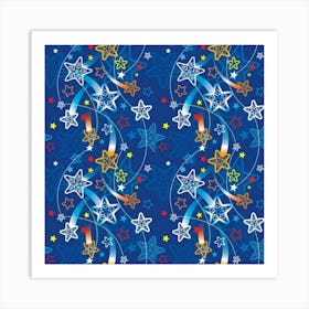 Christmas Stars Pattern Star Art Print