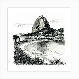 A Sugarloaf Mountain In Rio De Janeiro Hand Draw 1719996060 3 Art Print