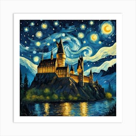 Castle At Starry Night Van Gogh Painting Art Print