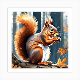 Squirrel In The Forest 430 Art Print