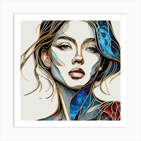 Abstract Portrait Of A Young Girl In Style 1 Art Print