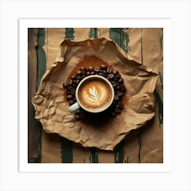 Coffee Cup On Brown Paper Art Print