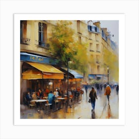 Paris Cafes.City of Paris. Cafes. Passersby, sidewalks. Oil colours.6 Art Print