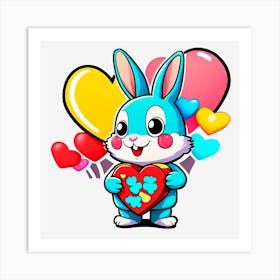 Bunny Holding Heart Art Print