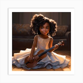 Little Girl Playing Violin 2 Art Print