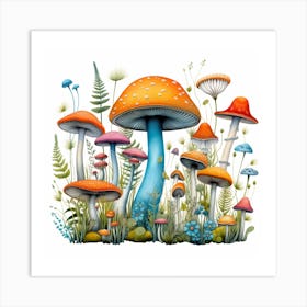 Mushrooms In The Meadow 4 Art Print