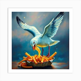 Seagull French Fries Art Print