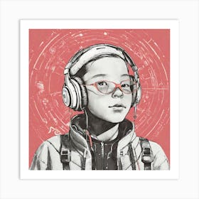 Boy With Headphones 1 Art Print