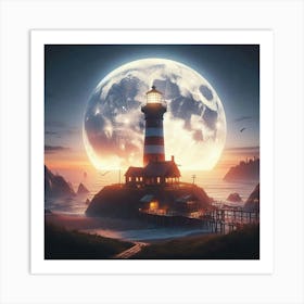 Light House On The Horizon Art Print