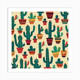 Cactus Pattern 14 Art Print