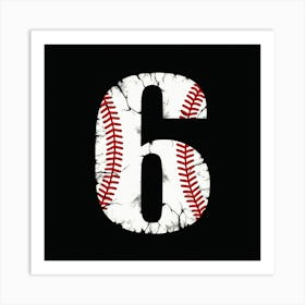 Baseball Number 6 Art Print