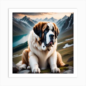 St Bernard Dog 89 Art Print