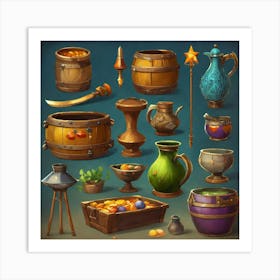 Set Of Fantasy Items Art Print