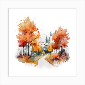 Watercolor Autumn Trees 13 Art Print