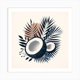 Scandinavian style, Coconut on palm leaf Art Print