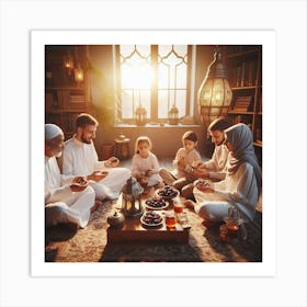 Family Muslims Celebrating Ramadan Art Print