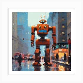 Robot On The Street 60 Art Print