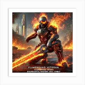 Flamebound Veteran Scifi Action Scene Art Print