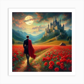 Man In Red Cape Art Print