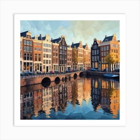 Amsterdam City Low Poly Art Print 2 Art Print