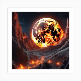 Fire Moon On The Uneverse Art Print