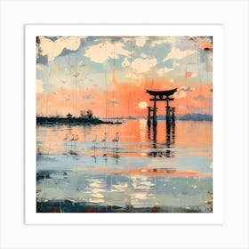 夕映えの鳥居 Torii Gate In The Evening Glow Art Print