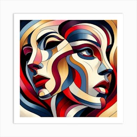 Abstract Women'S Faces Art Print