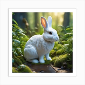 White Rabbit In The Forest 10 Art Print