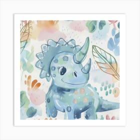 Cute Muted Pastels Protoceratops Dinosaur 2 Art Print