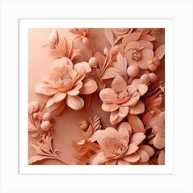 Floral Background In Color Of The Year 2024 Peach Fuzz Art Print