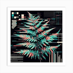 Glitch fern, Glitch art Art Print