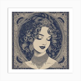 Woman With Curly Hair Art Print