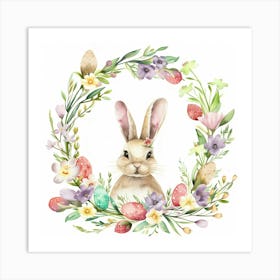 Easter Bunny Wreath Art Print