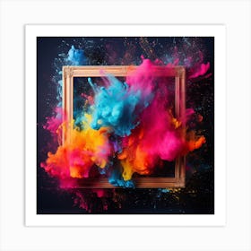 Colorful Powder In A Frame. Canvas of Colors: Powder Paint Explosion Framed Art Print