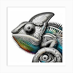 Chameleon - Abstract Line Art Illustration 141 Art Print