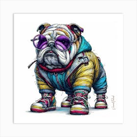 Urban Purple Bulldog Art Print