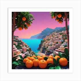 Oranges On The Beach 1 Art Print