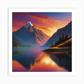 Sunset In The Mountains Art Print