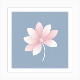 A White And Pink Flower In Minimalist Style Square Composition 431 Art Print