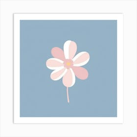 A White And Pink Flower In Minimalist Style Square Composition 165 Art Print