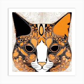 Orange Cat Face Art Print