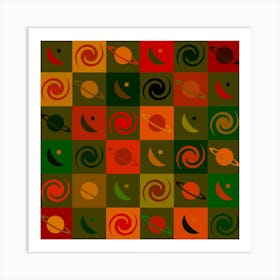 Space Pattern Multicolour 1 Art Print