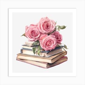 Roses On Books 23 Art Print