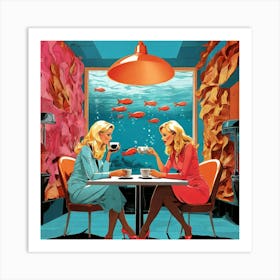 Two Women At A Table Art Print